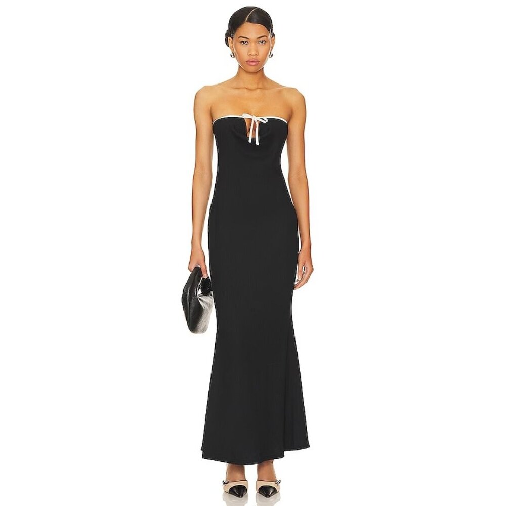 Lioness Black Strapless Maxi Dress with Contrast Tie